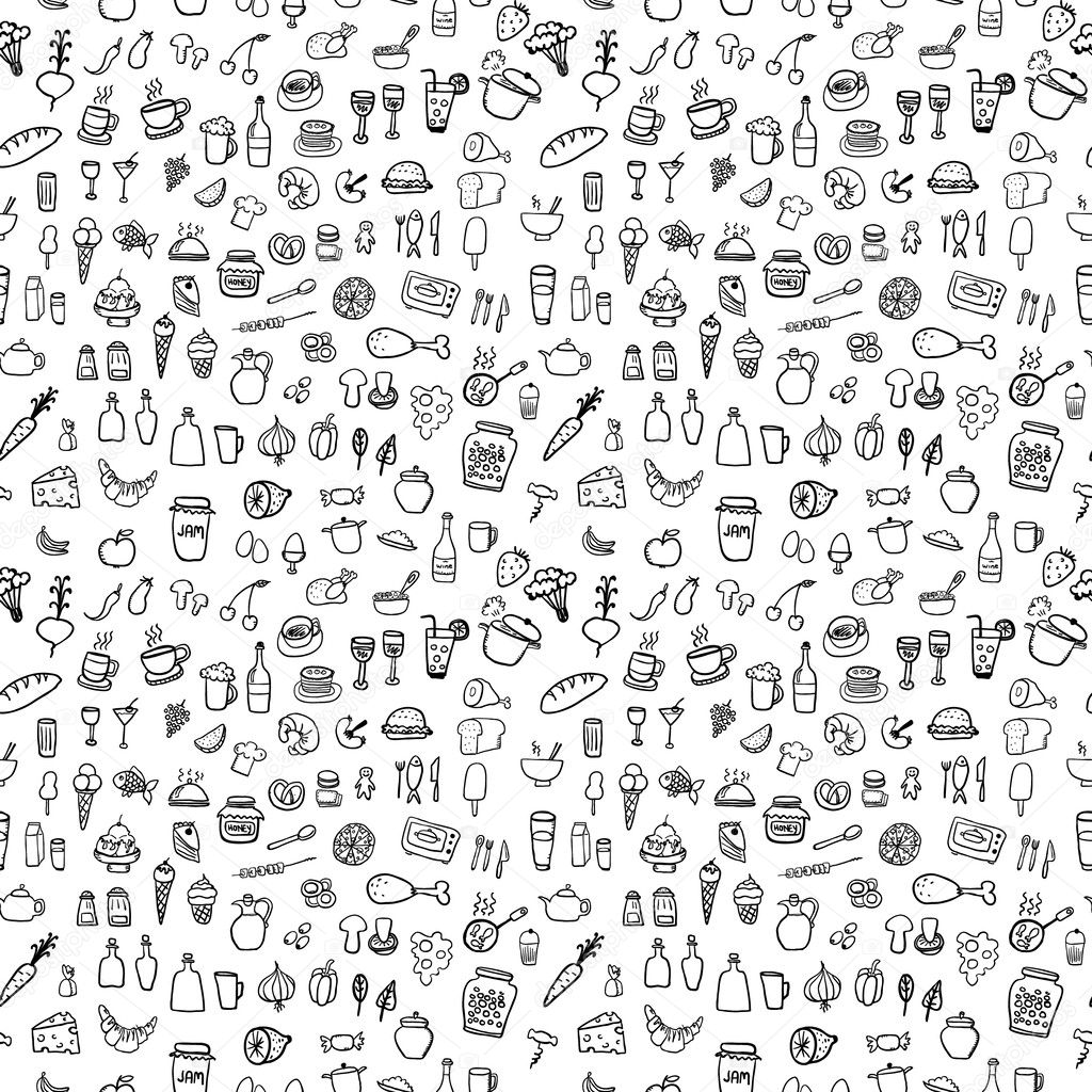 Food Icons seamless pattern