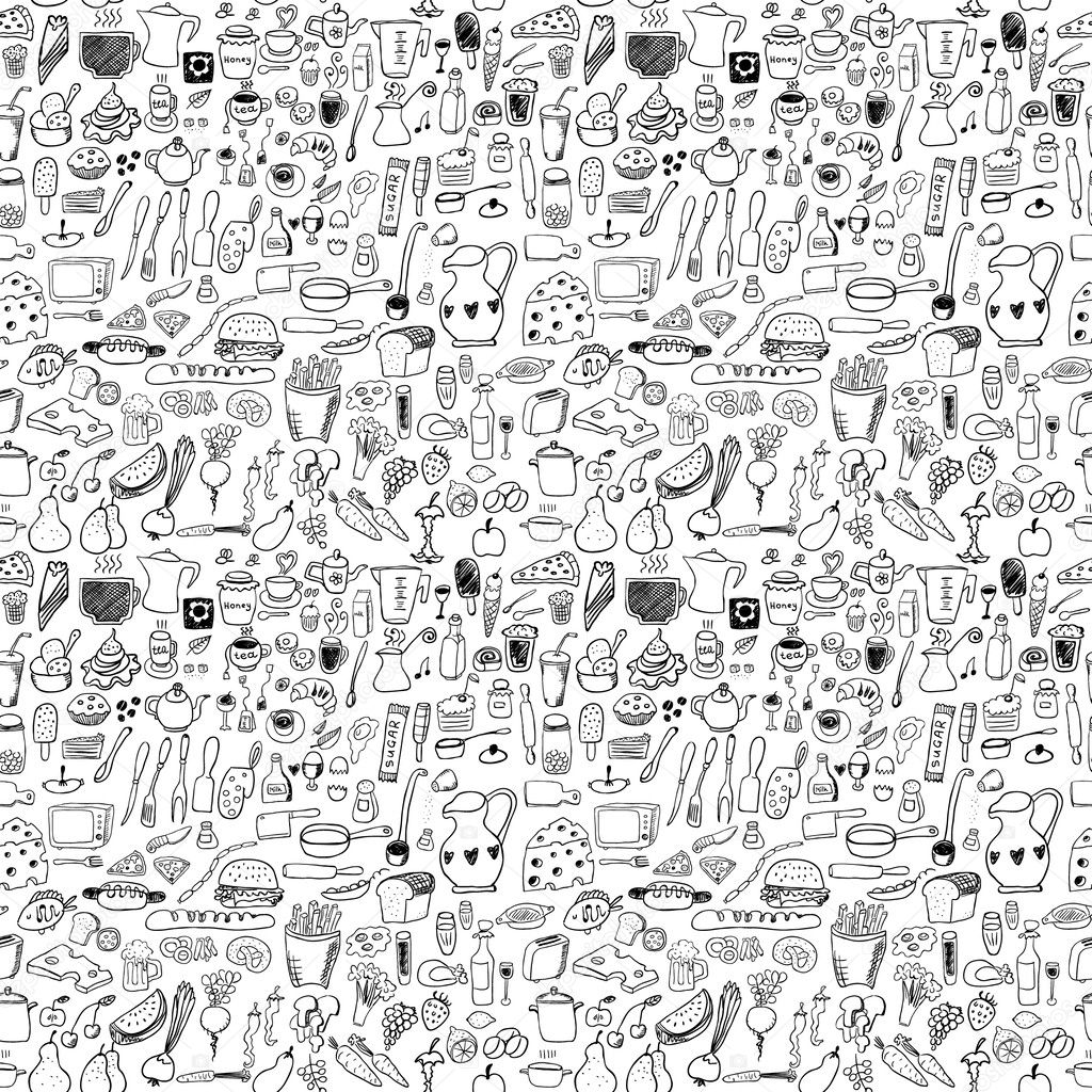 Food icons seamless pattern