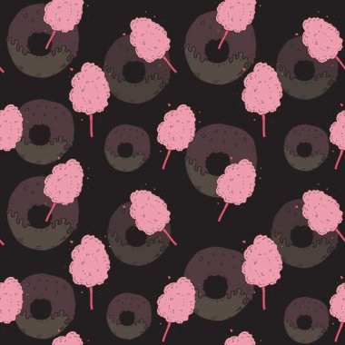 Candy floss ve donuts seamless modeli