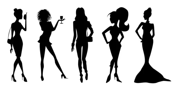 Elegant women silhouettes — Stock Vector