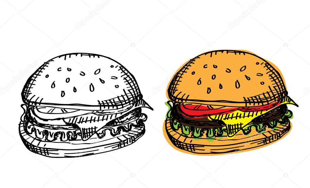 Black-white and colored burgers