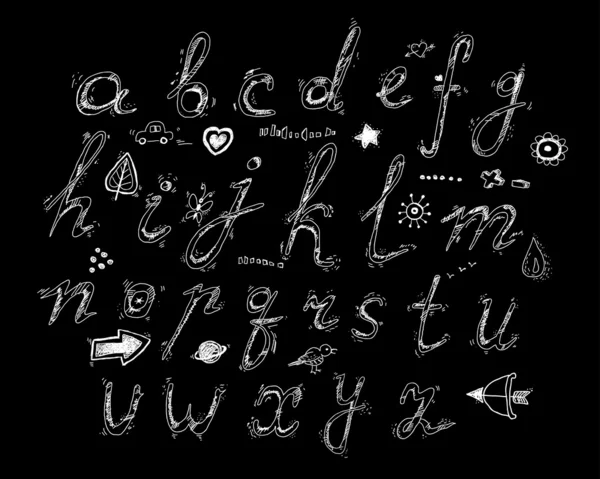 Handgezeichnetes Alphabet — Stockvektor