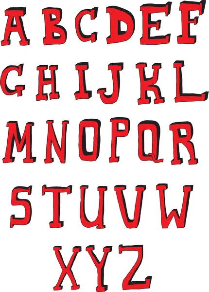 Rotes handgezeichnetes Alphabet — Stockvektor