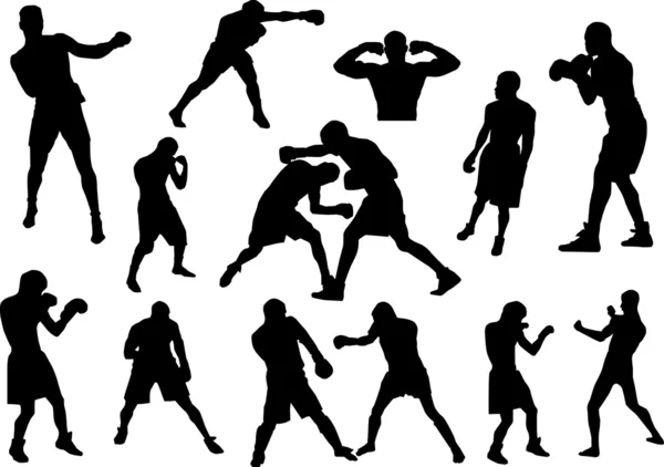 Silhouettes de boxe — Image vectorielle