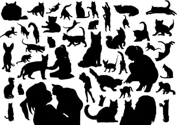 Katten silhouetten — Stockvector