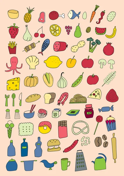 Set de obiecte alimentare — Vector de stoc