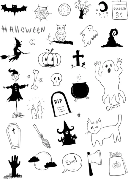 Símbolos de Halloween — Vetor de Stock