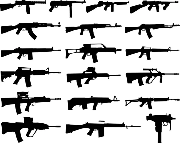 Silhouette delle pistole — Vettoriale Stock