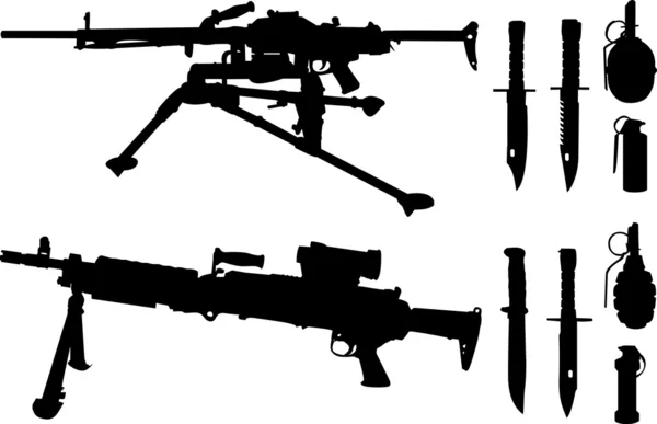 Maschinengewehre, Messer, Granaten — Stockvektor