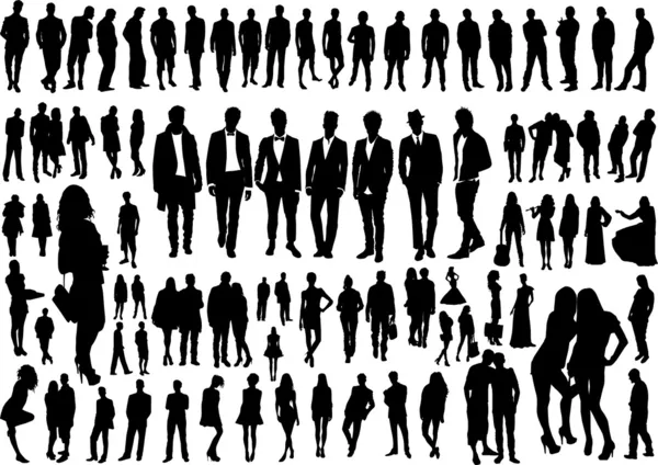 Ensemble de silhouettes de personnes — Image vectorielle