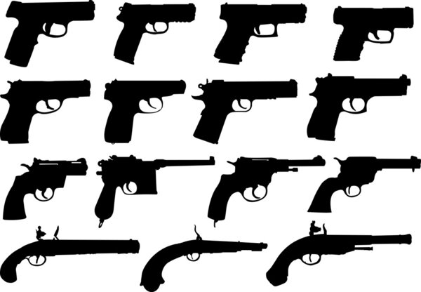 Набор силуэтов пистолетов
