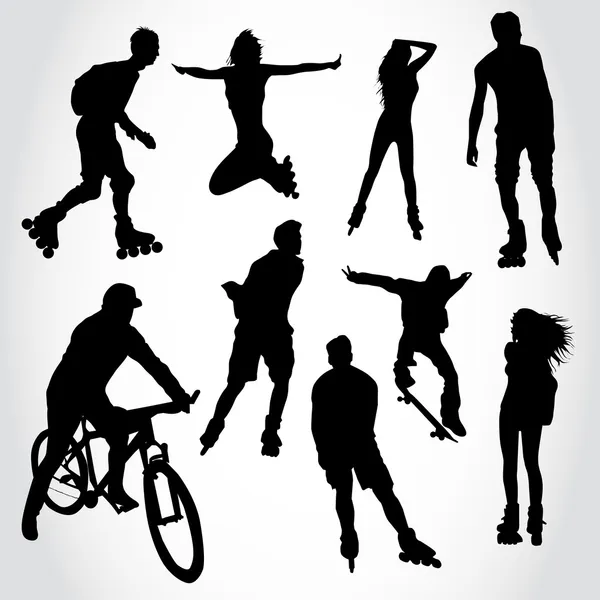 Riding people silhouettes — Stock Vector