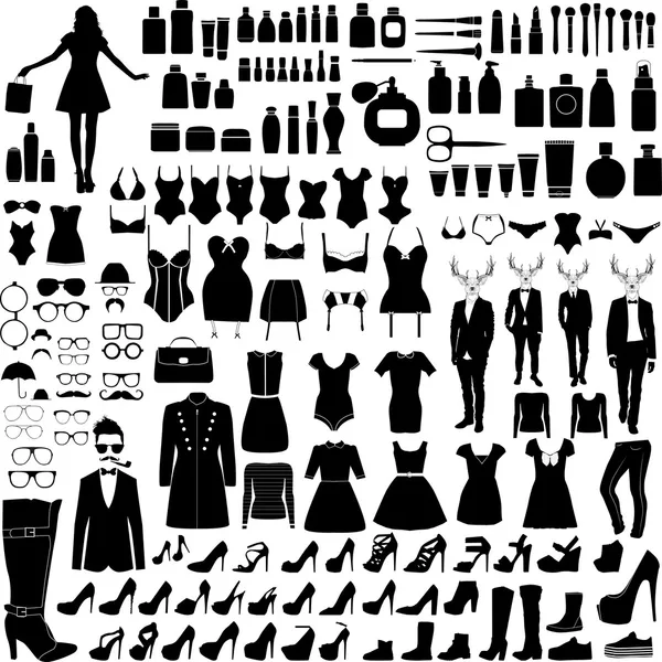 Collectie van mode silhouetten — Stockvector