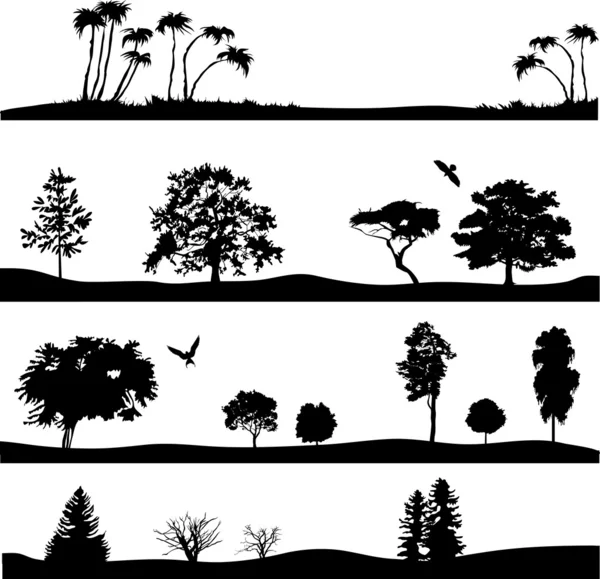 Silhouetten van bomen — Stockvector