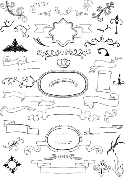 Conjunto desenhado à mão de elementos de design —  Vetores de Stock