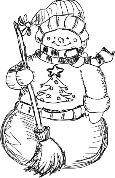 Boneco de neve desenhado à mão — Vetor de Stock