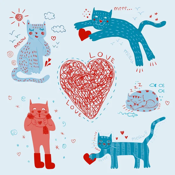 Cat in love — Stock Vector