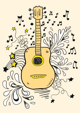 renkli gitar doodle