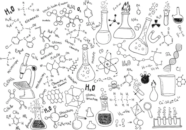 Química desenhada à mão — Vetor de Stock