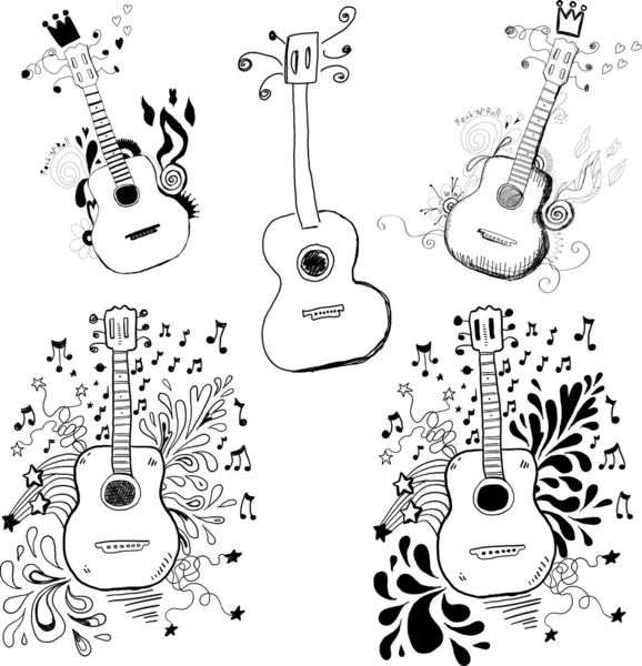 Guitarra Doodles — Vector de stock