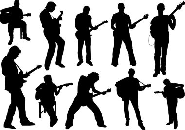 gitaristler silhouettes