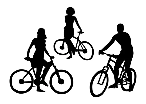 Silhouettes de cyclistes — Image vectorielle