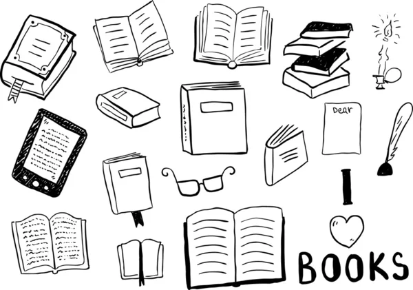 Set of books doodles — Stock Vector