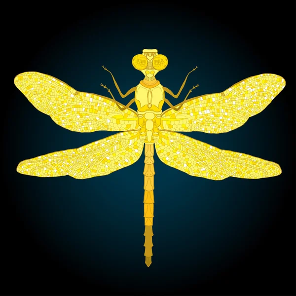 Gouden dragonfly — Stockvector