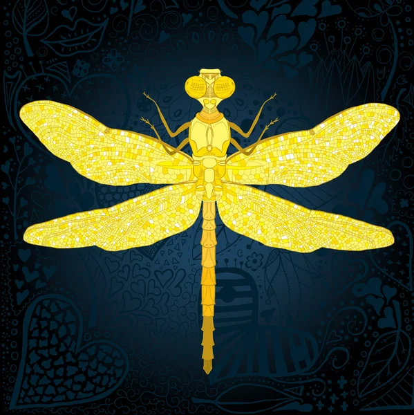 Gyllene dragonfly — Stock vektor