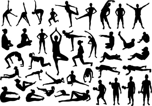 Fitness silhouetten — Stockvector