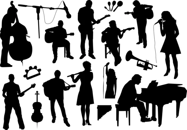 Музиканти силуети — стоковий вектор