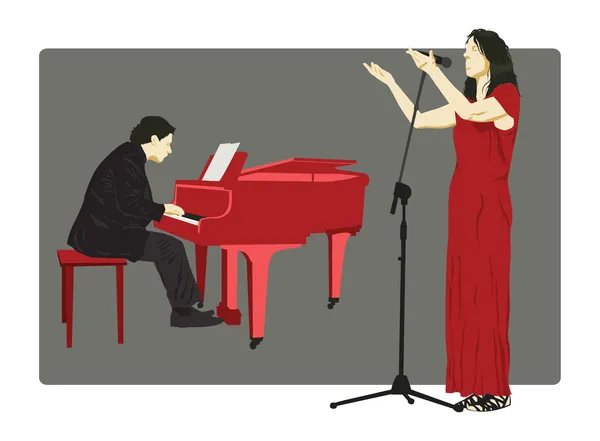 钢琴演奏家和歌手 — 图库矢量图片