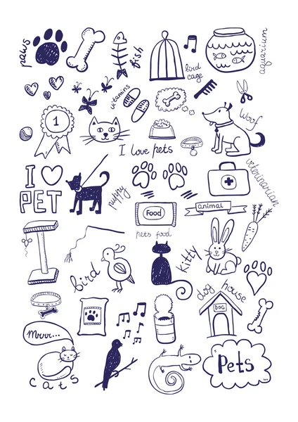 Animais Doodles — Vetor de Stock