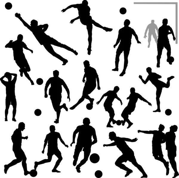 Силуэты футболистов — стоковый вектор