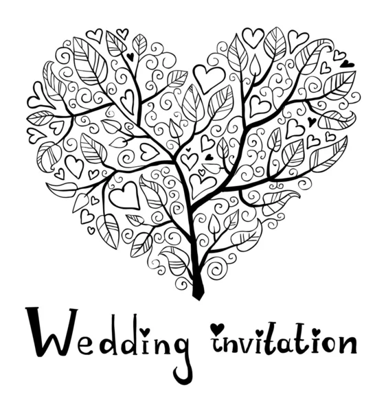 Invitation de mariage dessinée à la main — Image vectorielle