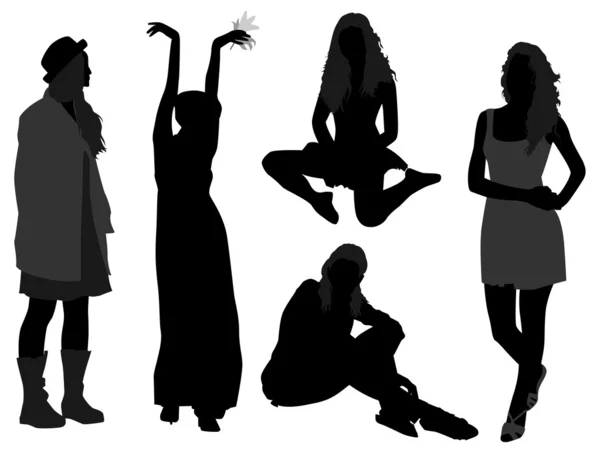 Ensemble de silhouettes de personnes — Image vectorielle
