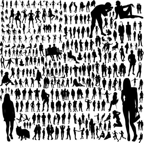 Ensemble de silhouettes de personnes — Image vectorielle