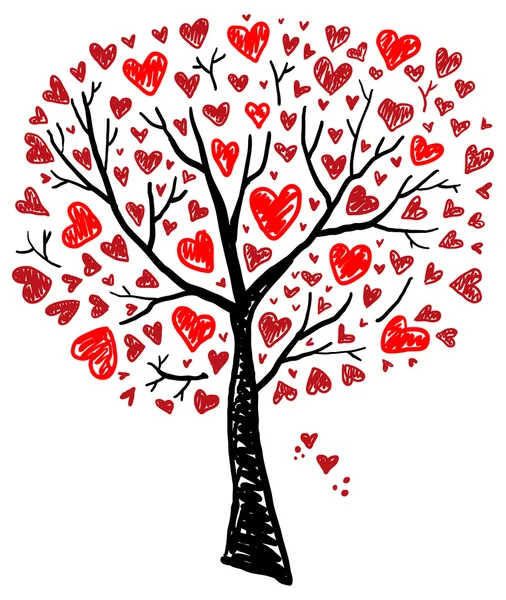 Tree with Hearts — Stock Vector