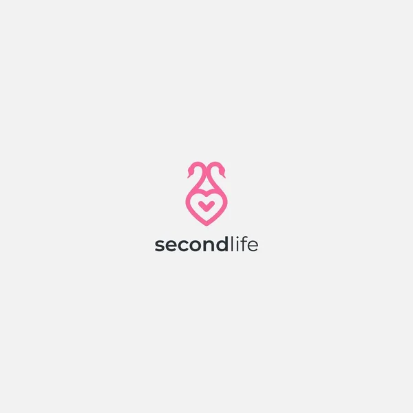Segunda Vida Logo Corazón Como Cabeza Conejito — Vector de stock
