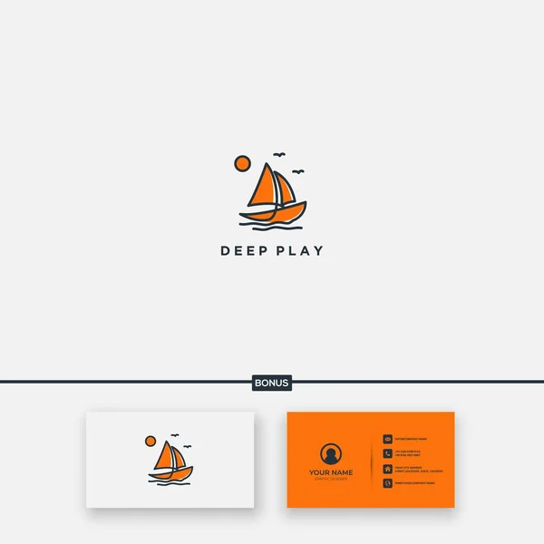 Orange Fartyg Logotyp Minimalistisk Och Modern — Stock vektor