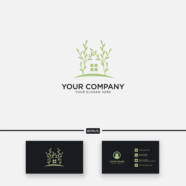 Casa Ambiente Minimalista Logotipo Natureza Moderna — Vetor de Stock