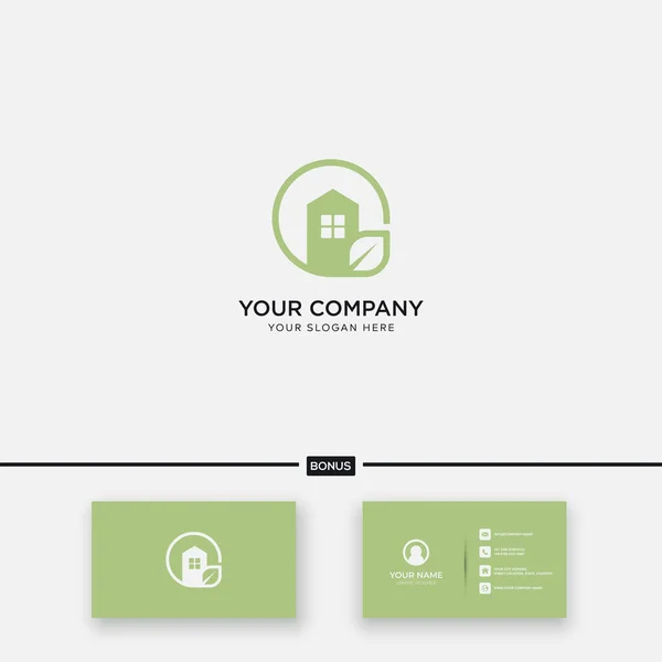 Minimalista Casa Verde Logo Inmobiliario — Vector de stock