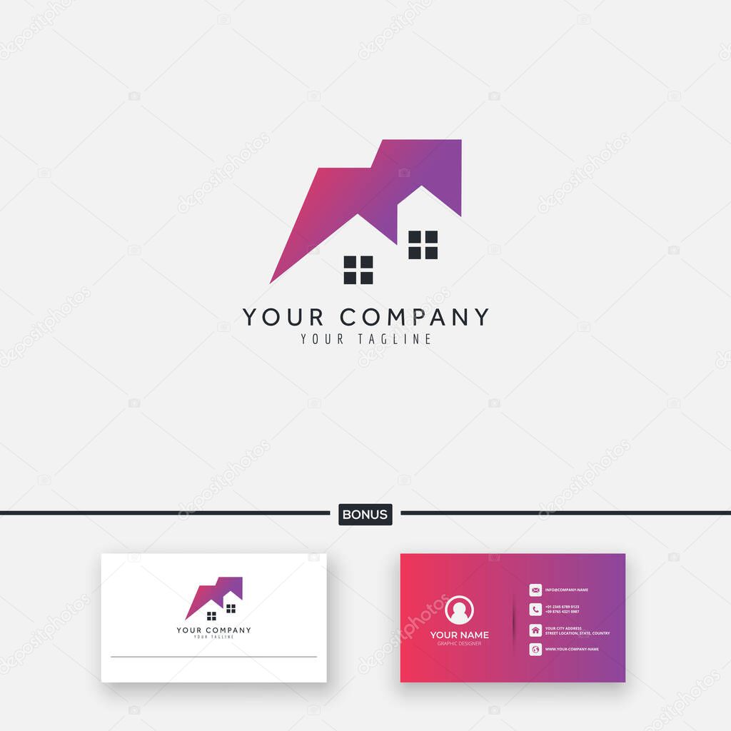 Modern home logo design gradient template