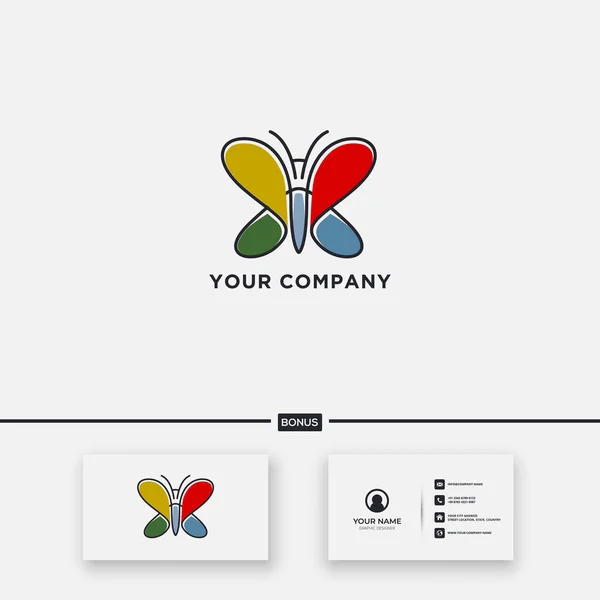 Simple Papillon Logo Design Abstrait Ligne Art — Image vectorielle