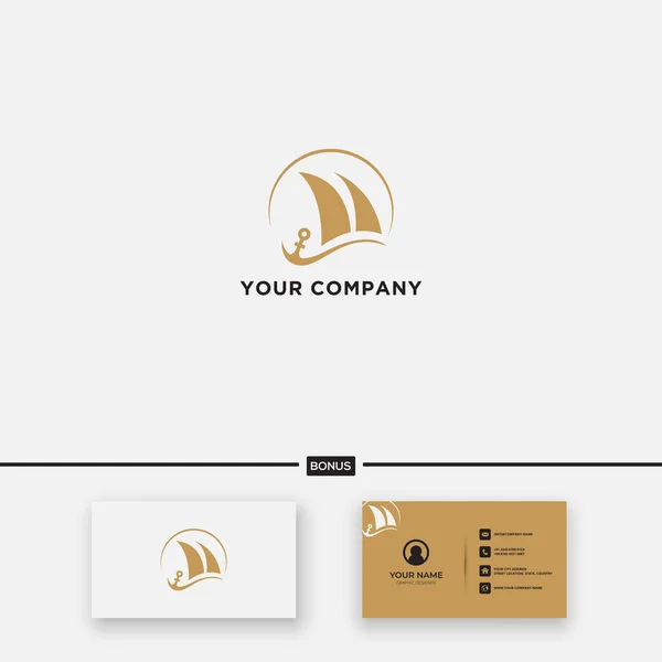 Gold Yacht Ancre Logo Simple Vecteur — Image vectorielle