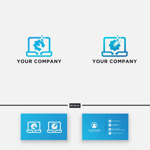 Logotipo Laptop Serviço Tecnologia Moderna — Vetor de Stock