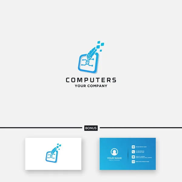 Monitor Service Computer Logo Design Vektor — Stockvektor