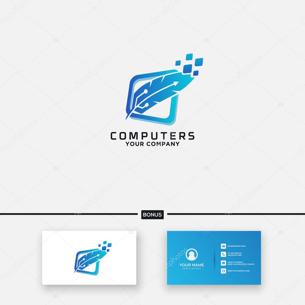 Digital monitor service computer logo vector
