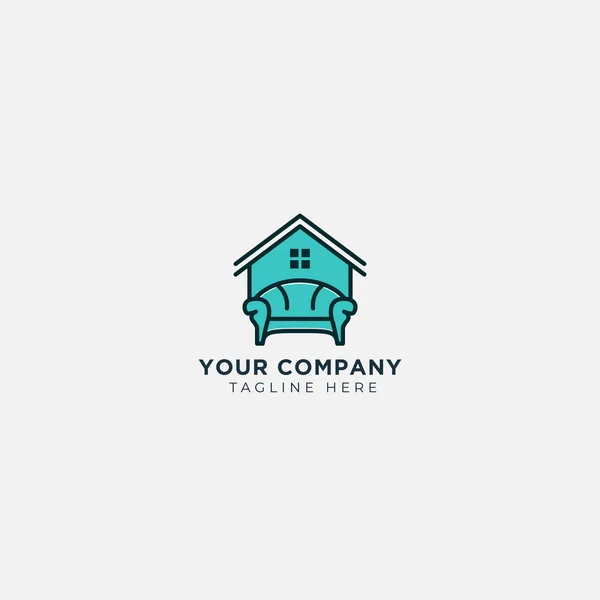 Sederhana Furniture Kursi Tinggal Logo Rumah - Stok Vektor
