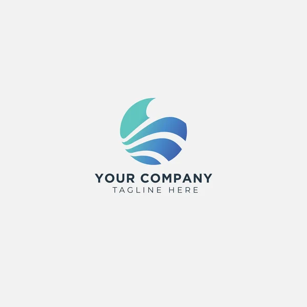 Moderno Blu Onda Logo Oceano — Vettoriale Stock